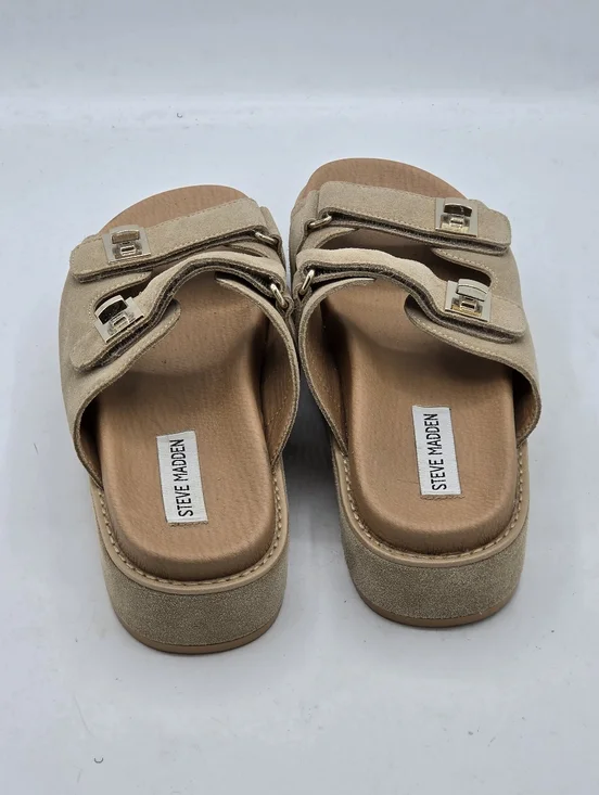 Steve Madden Bigschmona Tan Suede Platform Sandals Size 7.5 - Picture 4 of 15